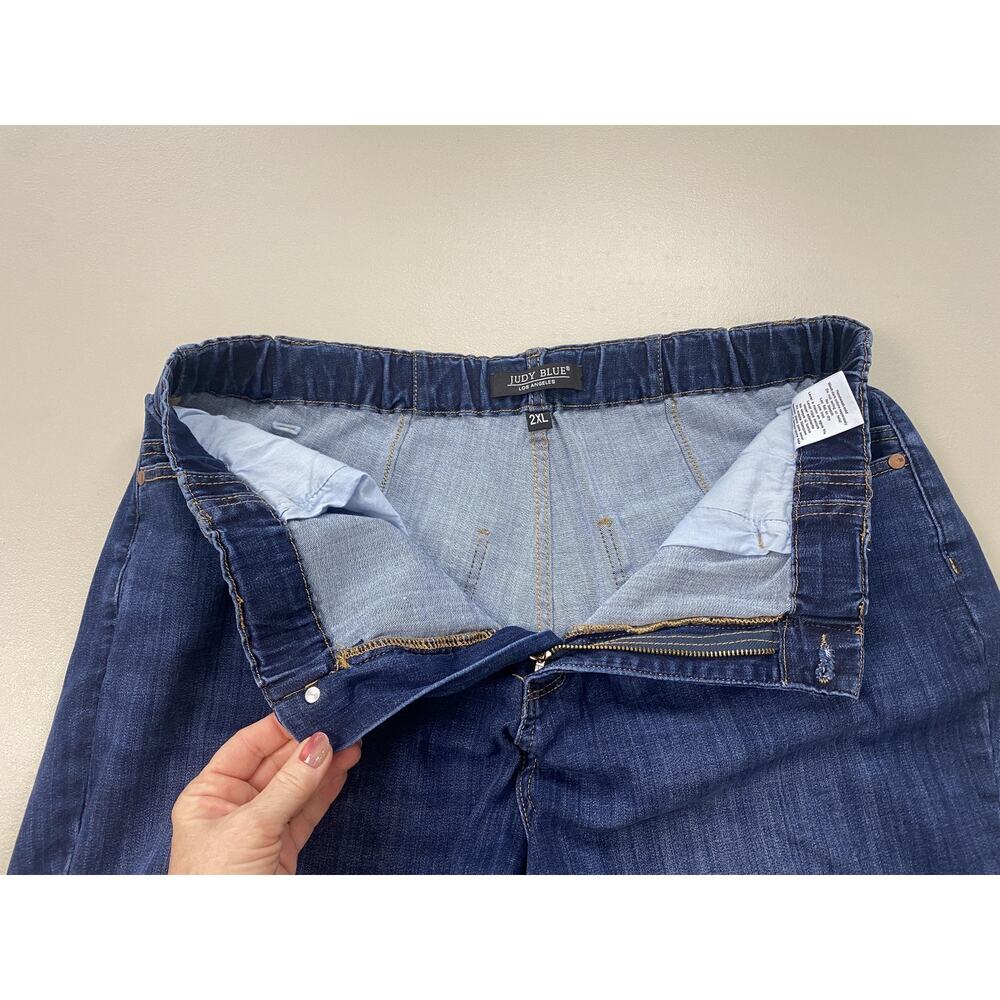 Judy Blue Denim Shorts 2X Mega Stretch Elastic Waist Blue Jean Dark JB150275 7"L - Picture 9 of 12